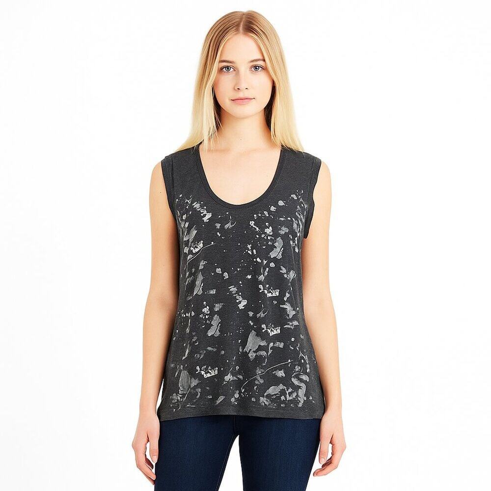 2/$30 love...ady Tank Top Muscle Tee Splattered Charcoal S #A0475 TRB3